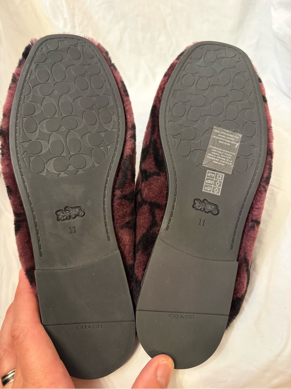 Women's Burgundy and Black Faux-Fur Slide Slippers - Picture 5 of 7